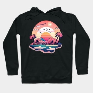 Retro Tropical Summer Sunset Hoodie